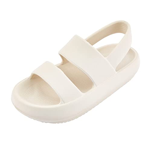 Shenduo Damen Herren Unisex Mode Sandalen Doppelter Riemen Komfort Flach D90121 Beige 39 von Shenduo