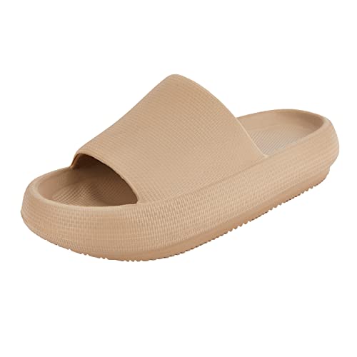 Shenduo Damen Herren Unisex Cloud Badeschuhe Slides Badelatschen Sandalen Plateau Dusche Hausschuhe D90111 Khaki 39/40EU von Shenduo