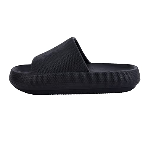 Shenduo Damen Herren Unisex Cloud Badeschuhe Slides Badelatschen Sandalen Plateau Dusche Hausschuhe D90111 Schwarz 37/38EU von Shenduo