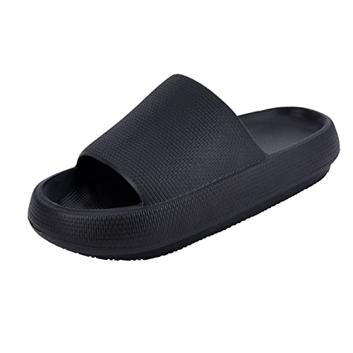 Shenduo Damen Herren Unisex Cloud Badeschuhe Slides Badelatschen Sandalen Plateau Dusche Hausschuhe D90111 Schwarz 39/40EU von Shenduo