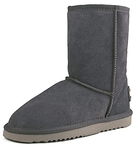 Shenduo Damen Wasserdicht Schlupfstiefel Halbschaft Leder Winter Boots D5125 Grau 38EU von Shenduo