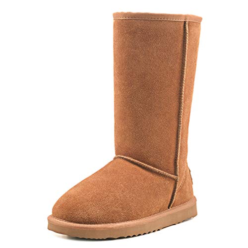 Shenduo Herren Wasserdicht Schlupfstiefel Halbschaft Winterstiefel Klassisch Leder Winterschuhe D5615 Chestnut 42 von Shenduo