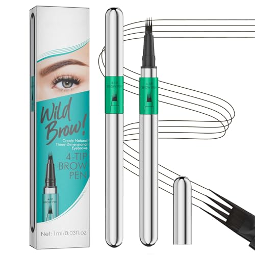 Augenbrauenstift Schwarz Braun, Präziser Augenbrauenstift Erzeugt natürliche haarähnliche Augenbrauen, wasserdichter Microblading Eye Brow Pencil hält den ganzen Tag, Augenbrauenstift mit 4 Spitzen von Shengqialun