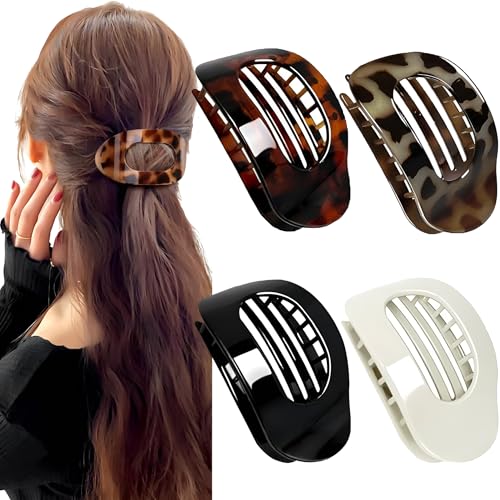 4 Stück Flache Haarklammern für Damen,Haarspange Flach Damen,Flat Claw Clip,Starker Halt Frauen-Haarspangen damen,Haarspange für Dickes und Dünnes Haar von Shengruili