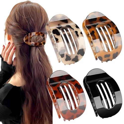 4 Stück Flache Haarklammern für Damen,Haarspange Flach Damen,Flat Claw Clip,Starker Halt Frauen-Haarspangen damen,Haarspange für Dickes und Dünnes Haar von Shengruili