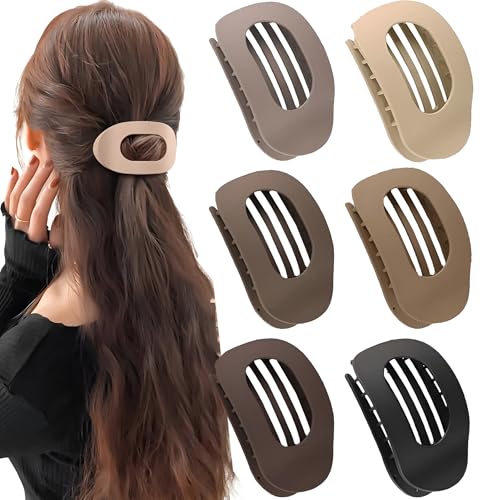 6 Stück Flache Haarklammern für Damen,Haarspange Flach Damen,Flat Claw Clip,Starker Halt Frauen-Haarspangen damen,Haarspange für Dickes und Dünnes Haar von Shengruili