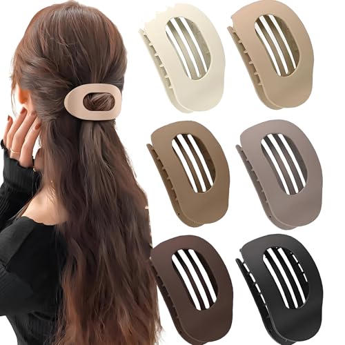 6 Stück Flache Haarklammern für Damen,Haarspange Flach Damen,Flat Claw Clip,Starker Halt Frauen-Haarspangen damen,Haarspange für Dickes und Dünnes Haar von Shengruili