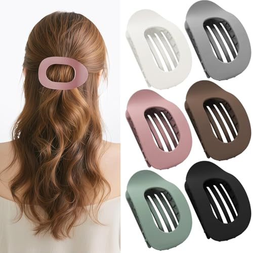 6 Stück Flache Haarklammern für Damen,Haarspange Flach Damen,Flat Claw Clip,Starker Halt Frauen-Haarspangen damen,Haarspange für Dickes und Dünnes Haar von Shengruili