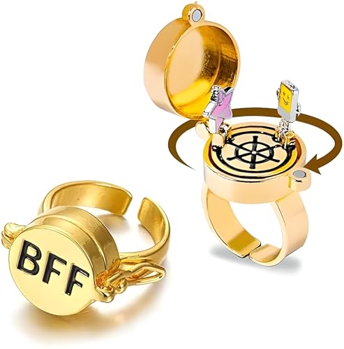 Shengruili 2 Stück Beste Freunde für Immer Ringe,Süßes BFF Ring,Einstellbar Offene Kappe Ring,Umarmungsring Silber,Offene Kappe Ringe,Freundschaftsring,Schmuckgeschenke für Frauen Mädchen von Shengruili