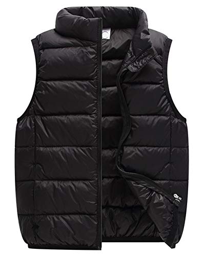 Kinder Daunenweste Mädchen Jungen Ultraleicht Stehkragen Steppweste Vest Ärmellos Down Jacket Schwarz 170cm von Shengwan