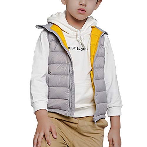 Kinder Ultra Leichte Daunenweste Jungen Mädchen Ärmellos Jacke Weste Steppweste Grau 110-120 von Shengwan