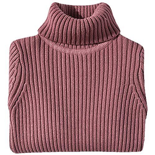 Shengwan Rollkragenpullover Kinder Mädchen Jungen Warm Herbst Winter Langarm Strickpullover Dunkelpink 160 von Shengwan