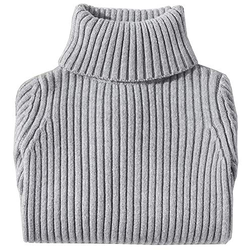 Shengwan Rollkragenpullover Kinder Mädchen Jungen Warm Herbst Winter Langarm Strickpullover Grau 110 von Shengwan