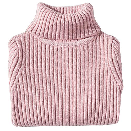 Shengwan Rollkragenpullover Kinder Mädchen Jungen Warm Herbst Winter Langarm Strickpullover Pink 130 von Shengwan