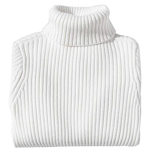 Shengwan Rollkragenpullover Kinder Mädchen Jungen Warm Herbst Winter Langarm Strickpullover Weiß 120 von Shengwan