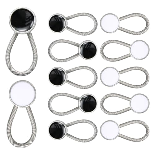 Shengxi 12 Stücke Hemdkragen Verlängerungen Frühling Taille Erweiterung Elastic Button Extender Neck Unsichtbare Shirt Extender für Jeans Röcke Hosen Kleid (Weiß und Schwarz) von Shengxi