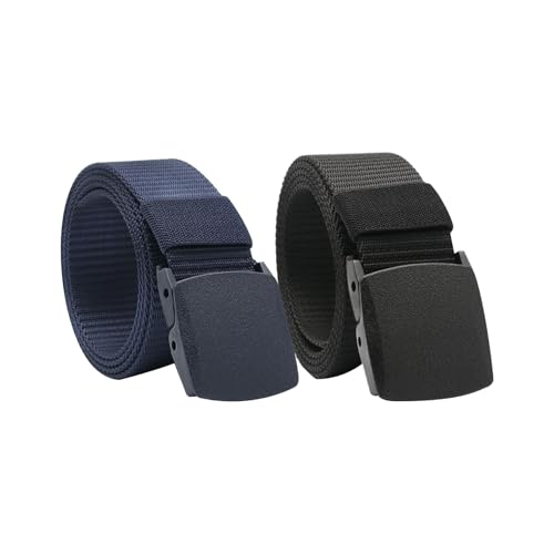 Shengxi 2 Stück Unisex Gürtel Nylon Canvas Belt für Damen und Herren Outdoor Militärgürtel Taktischer Gürtel Verstellbarer Stoffgürtel Nylon Web Gurt mit Kunststoff Schnalle von Shengxi