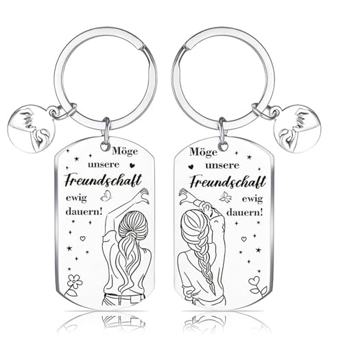 Shengxi 2Stück Schlüsselanhänger Beste Freundin Geschenke Möge unsere Freundschaft ewig dauern Freundschaftsgeschenke Schwester Schlüsselanhänger mit Herz Gravur Geburtstagsgeschenk für Beste Freundin von Shengxi