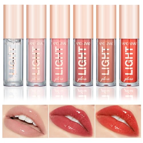 Shengxi 6 Stäbchen Lip Oil Set, Lipgloss Set für Teenager Mädchen, Feuchtigkeitsspendendes Lippenglühen Lang Anhaltender Wasserdichter Flüssiger Lippenstift Lippenöl für Mädchen und Frauen (Set A) von Shengxi