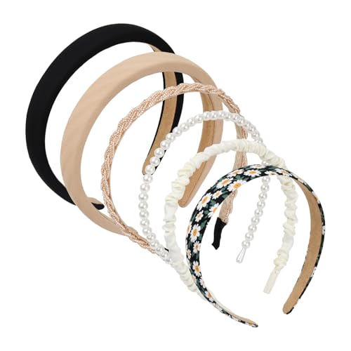 Shengxi 6 Stück Haarreifen für Damen, Haarreif Dirndl Haarreif Weiß Haarband Damen Sommer Bride Haarreif Perlen Haarreif Rutschfest Modisch Damen-Stirnbänder für Haare von Shengxi