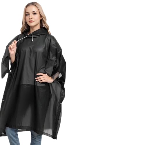 Shengxi Regenponcho herren damen, Wiederverwendbar Faltbar Wasserdicht Regenponcho mit Hut, Leicht Atmungsaktiv Regenponcho Regenmantel für Radfahren im Freien Camping und Angeln, schwarz von Shengxi