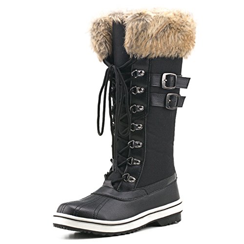 Shenji Damen Schneestiefel Halbschaft Warm Gefüttert Moderne Schnürstiefel H7627 Schwarz 40 von Shenji