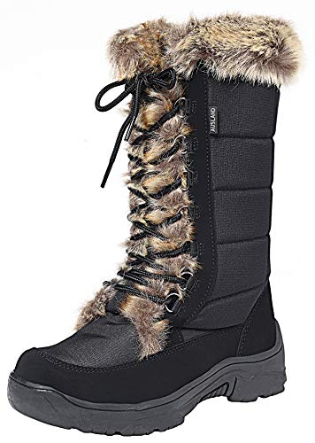 Shenji Damen Schneestiefel Halbschaft Warm Gefüttert Schnürstiefel H7623 Neu Schwarz 37 von Shenji