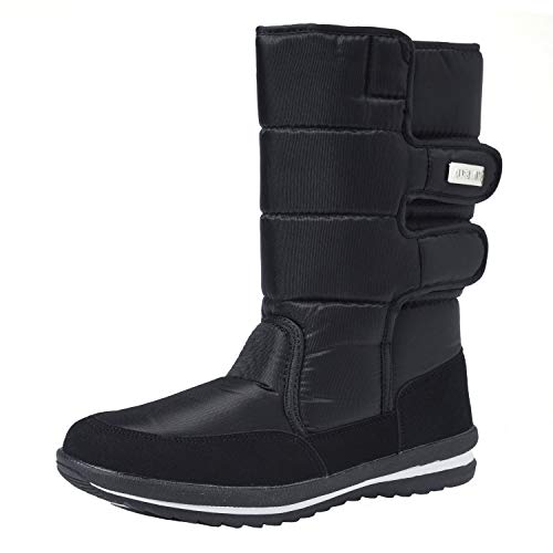 Shenji Damen Schneestiefel Halbschaft mit Klettverschluss Stiefeletten Warm Gefüttert H1037 Schwarz 41 von Shenji