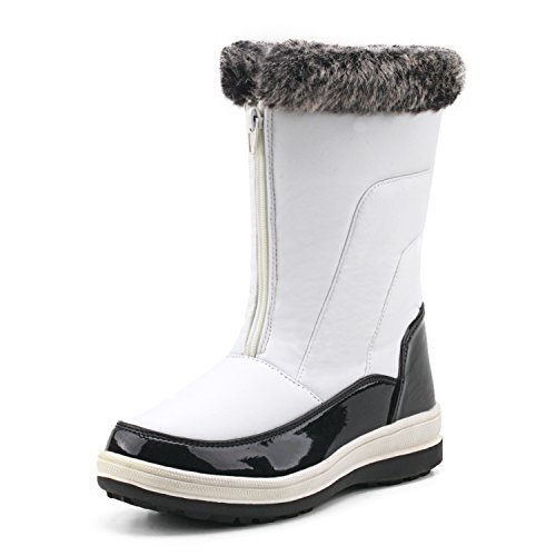 Shenji Damen Winterstiefel Halbschaft Bequem Schneestiefel Warm Gefüttert H7628 Weiß 37 von Shenji