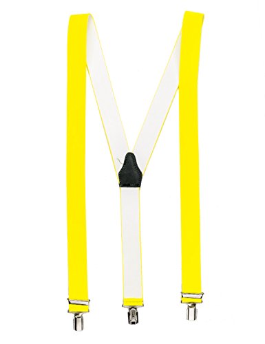 shenky Hosenträger | 3er Clips | 3,5cm Breite | verstellbar | Basic | Y-Form | elastisch | für Oktoberfest Fassnacht Karneval Hochzeit Skihosen | Damen & Herren | Skihosenträger | Neongelb von shenky