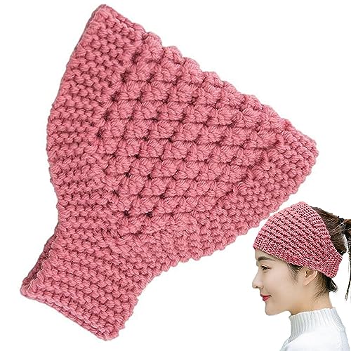 Ausgehöhlte Pferdeschwanz-Mütze für Damen, gestrickt, Winter-Stirnband, Beanie-Pferdeschwanz-Stirnbänder, breites, hohles Oberteil, gestrickt für Radfahren, Angeln, Camping, Skifahren, Wandern von Shenrongtong