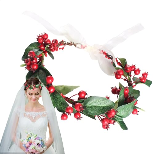 Beeren-Haarbänder, Weihnachts-Stirnband, Blumenkrone, künstliche Blätter, Stirnband, Haarkranz für Frauen, Foto-Requisiten von Shenrongtong