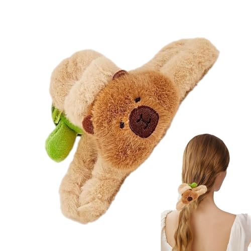 Capybara Haarklammer, weicher Haarhalter, flauschige Tierhaarclips, Plüsch-Haarspangen für dickes dünnes Haar, niedliche Haarspangen für Frauen von Shenrongtong