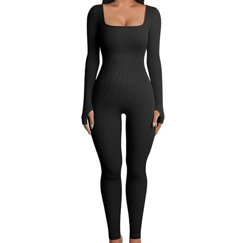 Damen Yoga-Jumpsuits,Yoga-Jumpsuits für Damen - Langarm-Ganzanzug, lässiger Yoga-Strampler - Ganzkörper-Bodys für Damen, langärmliger Strampler Shenrongtong von Shenrongtong