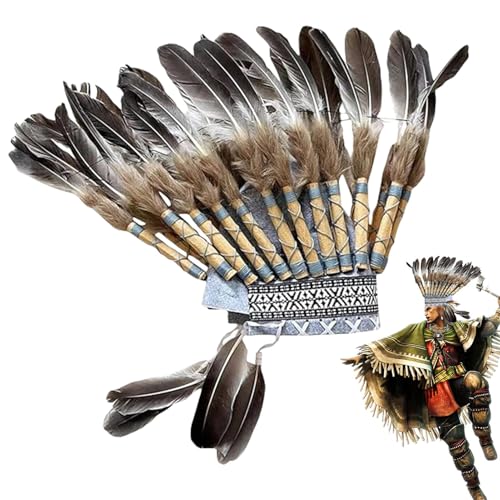Federhut, Federkopfschmuck-Kostüm | Native Feather Hat Häuptling Hut,Native Federhut, Federstirnband-Zubehör, dekorativer Häuptlingshut, Federkopfschmuck für Halloween-Show, Cosplay von Shenrongtong