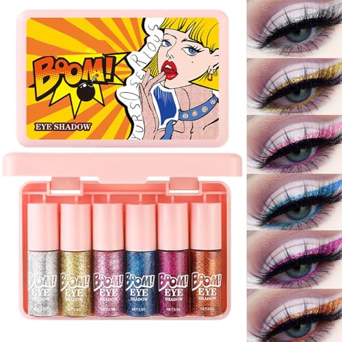 Flüssiger Lidschatten | 6 Stück Wasserdichter Glitzer Augen Makeup - Lang Anhaltend Glänzend Schminkzubehör Für Frauen Und Mädchen Flüssiger Lidschatten | 6 Stück Wasserdichter Glitzer Augen Makeup - Lang Anhaltend Glänzend Schminkzubehör Für Frauen Und Mädchen von Shenrongtong