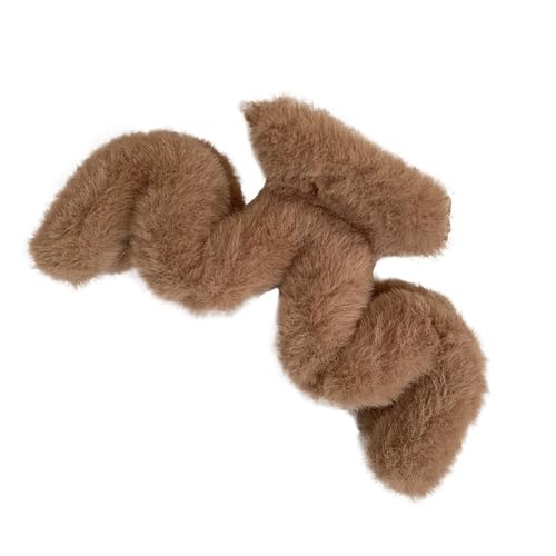 Fuzzy Claw Clip - Plüsch-Haarspangen in Wellenform,Haarschmuck für Frauen und Mädchen, große Klammerklammer für dünnes/mitteldickes Haar für den täglichen Gebrauch, niedliche Haarspangen Shenrongtong von Shenrongtong