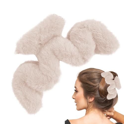 Fuzzy Claw Clip - Plüsch-Klauenklammern in Wellenform - Große Haarspangen für dickes langes Haar, Haarschmuck für Frauen und Mädchen, niedliche Haarspangen für den täglichen Gebrauch Shenrongtong von Shenrongtong