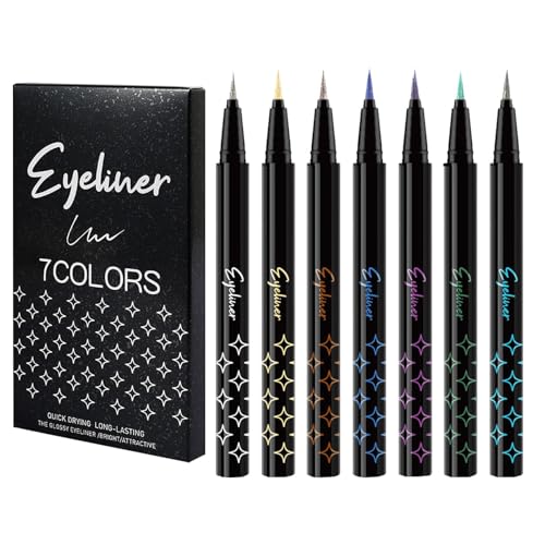 Glitzernder flüssiger Eyeliner, Glitzer-Eyeliner-Stifte-Set,Eyeliner-Stift, Glitzer-Perlen-Eyeliner-Set - 7-teiliger Augenbrauenstift, hochpigmentierter und langlebiger bunter Eyeliner, Glitzernder flüssiger Eyeliner, Glitzer-Eyeliner-Stifte-Set,Eyeliner-Stift, Glitzer-Perlen-Eyeliner-Set - 7-teiliger Augenbrauenstift, hochpigmentierter und langlebiger bunter Eyeliner, von Shenrongtong
