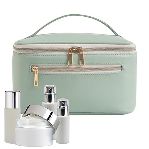 Leder-Kosmetiktasche, PU-Leder-Kosmetik-Reisetasche, Make-up-Taschen, tragbare Reise-Kosmetiktaschen, wasserdichte Kulturtasche, Hautpflegetasche mit Griff, Make-up-Organizer für Frauen und Mädchen von Shenrongtong