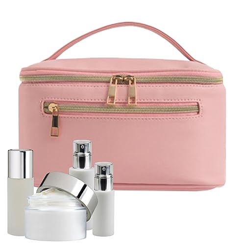 Leder-Kosmetiktasche, PU-Leder-Kosmetik-Reisetasche, Make-up-Taschen, tragbare Reise-Kosmetiktaschen, wasserdichte Kulturtasche, Hautpflegetasche mit Griff, Make-up-Organizer für Frauen und Mädchen von Shenrongtong