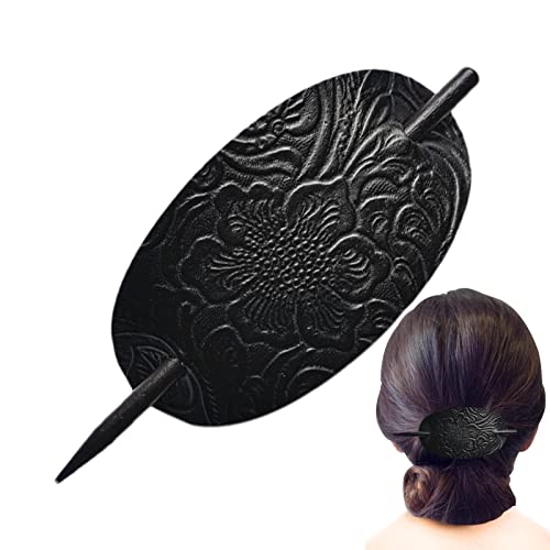 Lederhaarnadel mit Stick - Ovale Haarspangen aus Kunstleder | Hair Slider Pin Pferdeschwanzhalter, Haarschmuck im böhmischen Stil, Haarspange für Frauen und Mädchen Shenrongtong von Shenrongtong