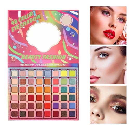 Lidschatten-Make-up-Palette - Make-up-Palette Matte Pearl Makeup 48 Farben,Schimmernder, glitzernder, hochpigmentierter, natürlicher Lidschatten für Party-Anfängerinnen und den täglichen Shenrongtong von Shenrongtong