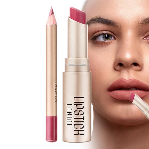 Lipliner- und Lippenstift-Set - Mattes Lipliner-Stift-Set,Antihaft-Becher, feuchtigkeitsspendender, hochpigmentierter Lippenkonturenstift, Lipliner-Set für Damen und Herren Shenrongtong von Shenrongtong