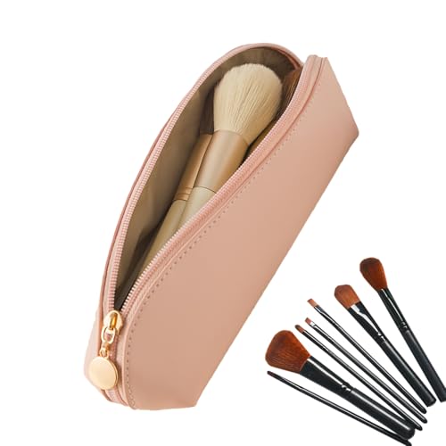 Make-up-Tasche für Damen, Kosmetik-Aufbewahrungskoffer, tragbar, multifunktional, Polyurethan, Reise-Kulturbeutel, große Kapazität, Make-up-Pinsel-Organizer für Camping, Rose Pink [Pinseltasche von Shenrongtong