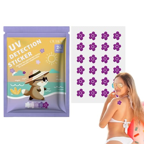 Shenrongtong Erinnerung an Sonnenschutzpflaster, UV-Pflaster für Sonnenschutz - 24 Count SPF Sensing UV-Aufkleber,5er-Pack Sonnenschutz-Erinnerungsaufkleber, Sonnenpflaster zur Vorbeugung von von Shenrongtong