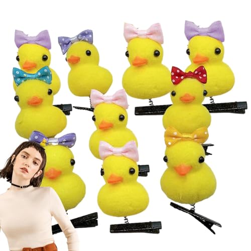 Shenrongtong Gelbe Enten-Haarspangen | 10 Stück Enten-Haarspangen für Kinder | Süße und weiche Tierhaarspangen, gelbe Ente, lustige Haaraccessoires, Haarnadeln für Kinder und Frauen von Shenrongtong