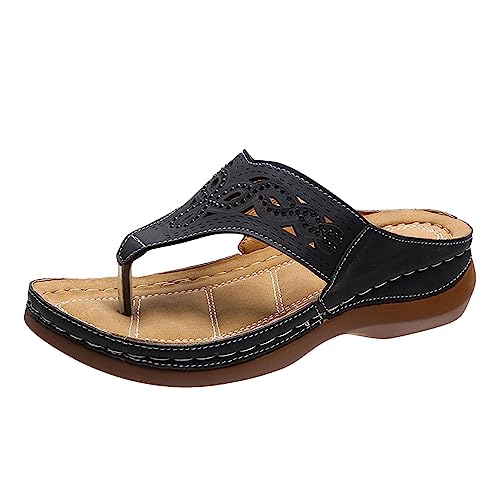 Orthopädische Sandalen für Damen Dressy,Flip-Flops mit Fußgewölbeunterstützung - Rutschfeste, lässige Hausschuhe mit dicker Sohle für Strand, Shopping, Urlaub, Alltag von Shenrongtong