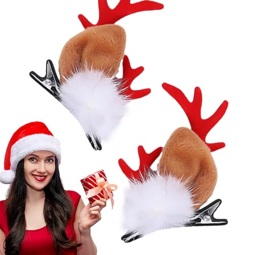 Shenrongtong Weihnachts-Rentier-Haarspangen, Geweih-Weihnachts-Haarnadeln,Rentiergeweihohren Haarspangen | Geweih-Haarschmuck, Haarschmuck für Freunde, Frauen, Mädchen, Geburtstagsgeschenk von Shenrongtong