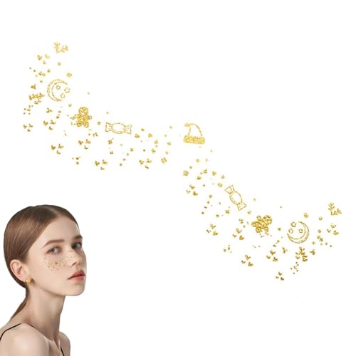 Weihnachtsgesichts-Glitzeraufkleber,Weihnachtsgesichtsaufkleber - Gesichtsaufkleber Glitzeraufkleber - Gesichts-Make-up-wasserdichte Aufkleber, Augen-Make-up-Aufkleber, temporärer von Shenrongtong